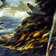 A Douglas SBD Dauntless dive bomber pulls up from its attack in this illustration for the US Navy titled “Death of the Shōhō” (Robert Benney)